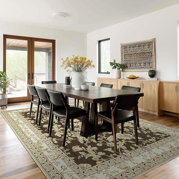 Brown Floral Area Rugs 6x9 Living Room, Vintage Modern Farmhouse Boho Indoor - Image 8