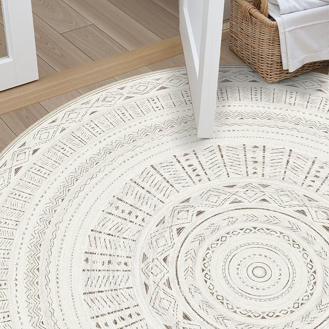 cotiled 5x5 Round Area Rugs Living Room Rug: Washable Boho Rugs - Image 6