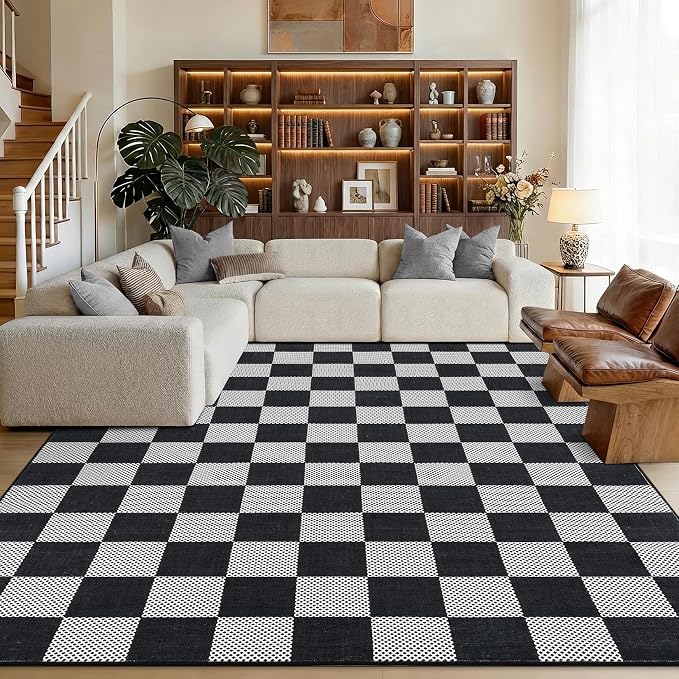 GarveeHome Checkered Dark 6x9 Area Rugs Geometric Diamond Dot Modern Soft by GarveeHome