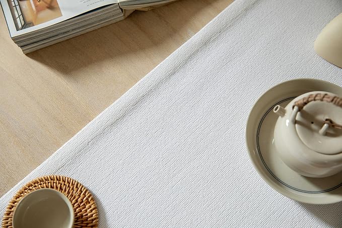 Burlap Style Farmhouse Table Runner, 14x36 Inches White | Thick Durable Fabric - Image 5