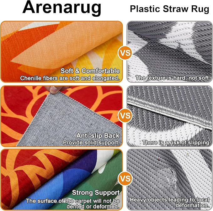 Colorful 6x9 Outdoor Area Rug Washable Multicolored Patio Rug Tropical - Image 5