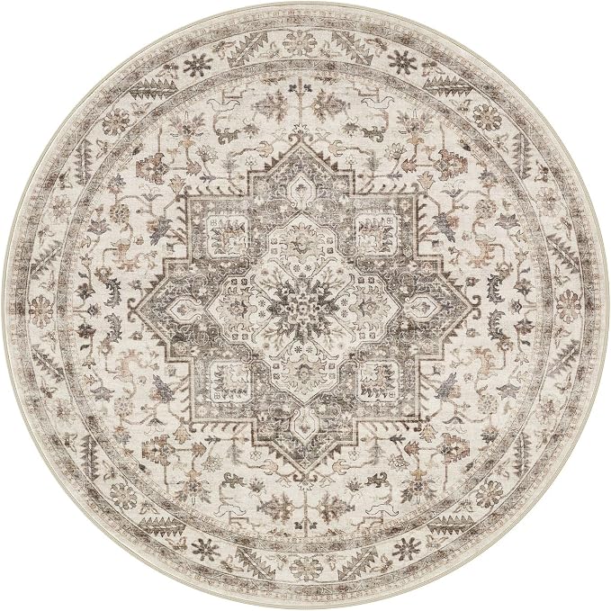 6ft Round Vintage Living Room Area Rug - Image 6
