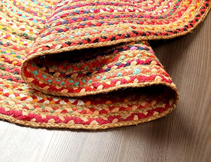 Hausattire Bohemian Braided Rug 4' Round - Image 7