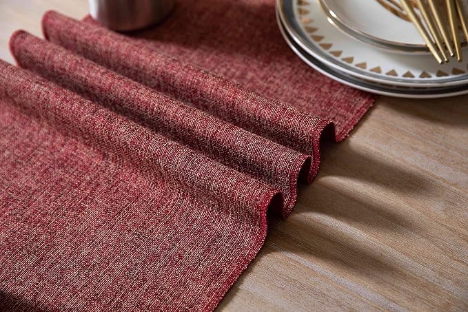 Red Table Runners 48 Inches Long, Burlap Linen Style Rustic Farmhouse Table - Image 5