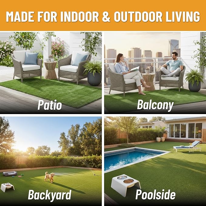 Ottomanson Artificial Grass Runner Natural 31" x 12', Realistic Grass - Image 4