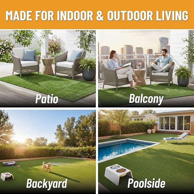 Ottomanson Artificial Turf Natural 78" x 48', Realistic Grass Carpet - Image 4