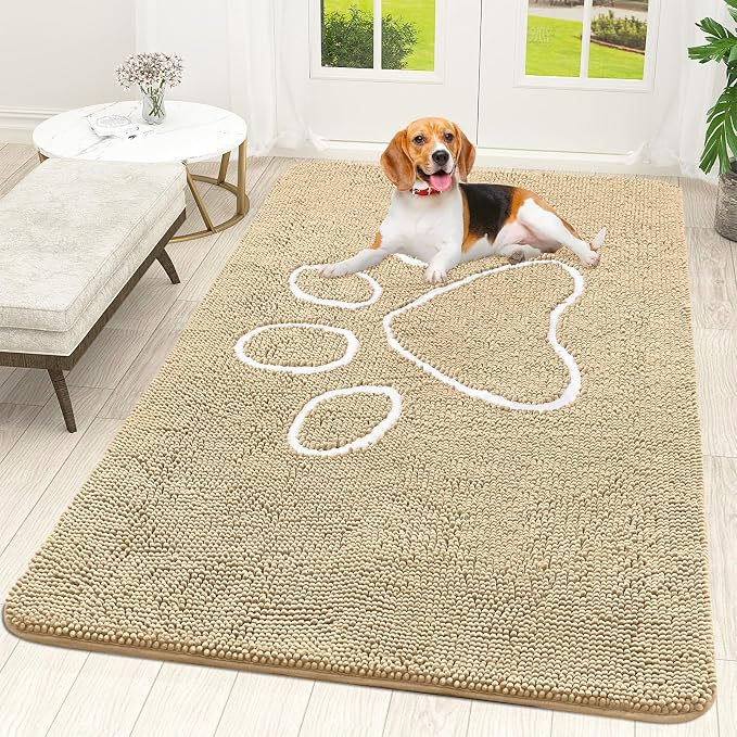 OLANLY Dog Door Mat for Muddy Paws 70x46, Paw Print Design, Absorbs Moisture by OLANLY