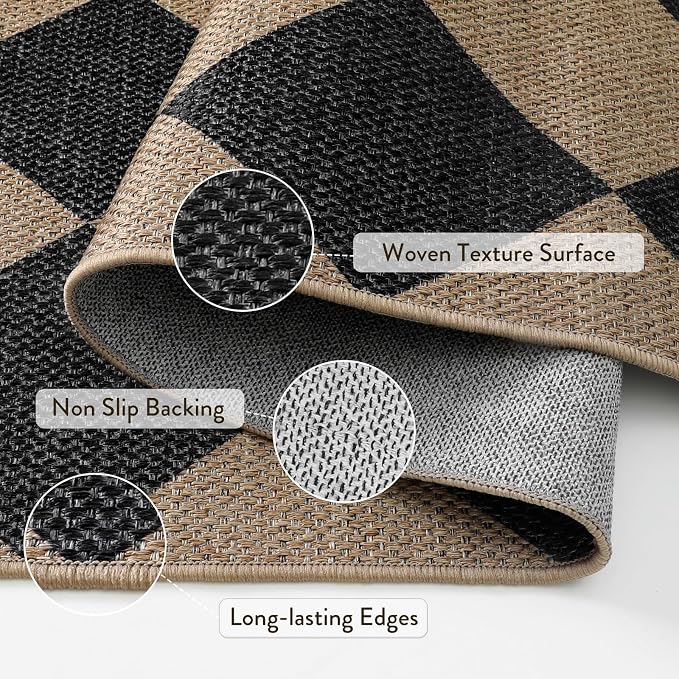 Lahome Colette Checkered Easy Jute Outdoor Rug, 5x7 Area Rugs - Image 5
