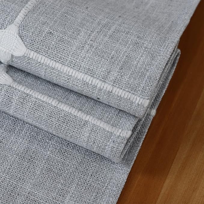 NEWISHER Rustic Embroidered Plaid Cloth Table Runner 72 inches, Farmhouse - Image 7