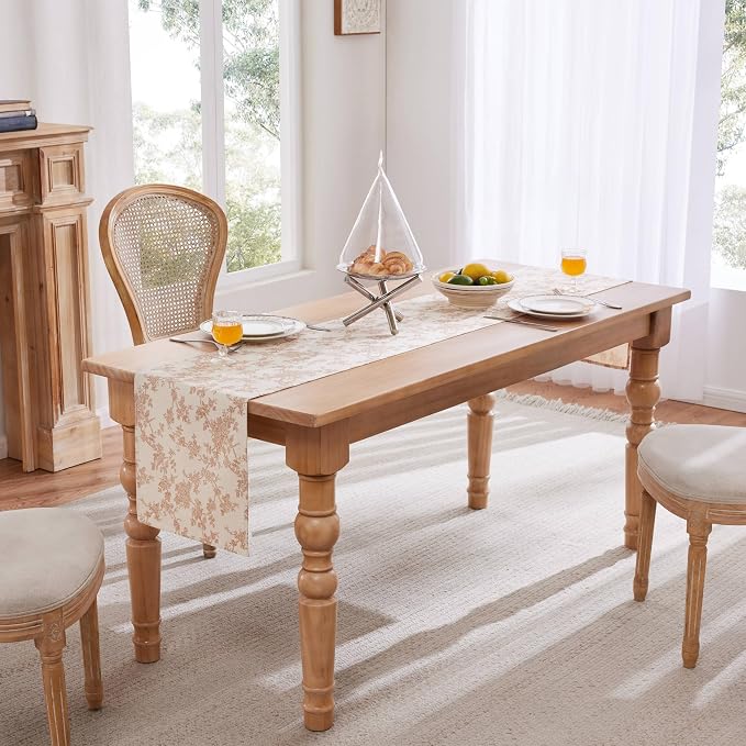 French Pastoral Farmhouse Table Runners, 13x72 Inch Terracota | 100% Organic - Image 3