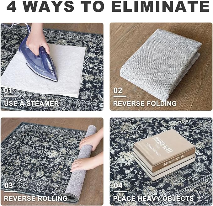 KILOCOCO Small Area Rug 2x3 Entryway Rugs Printed Vintage Floral Washable Rug - Image 3
