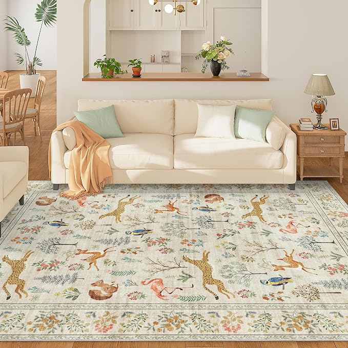 DUKINO 8x10 Rug, Washable Animal Living Room Rug - Image 3