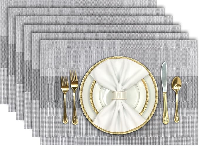 Aofmee Placemats, Heat Resistant Place Mats Set of 6, Washable PVC Table Mats by Aofmee