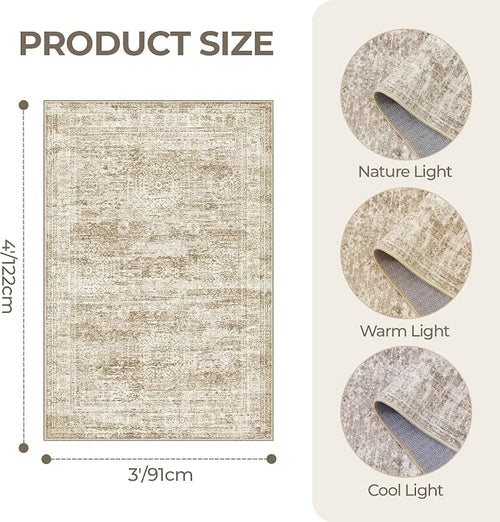 3x4 Washable Area Rug for Entryway, Soft Kitchen Rugs Non Slip for Dining Room - Image 2