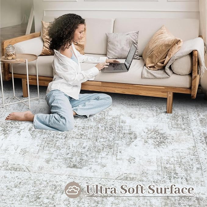 XLUEZ Area Rug 10x12 Living Room Rugs, Machine Washable Vintage Distressed - Image 4