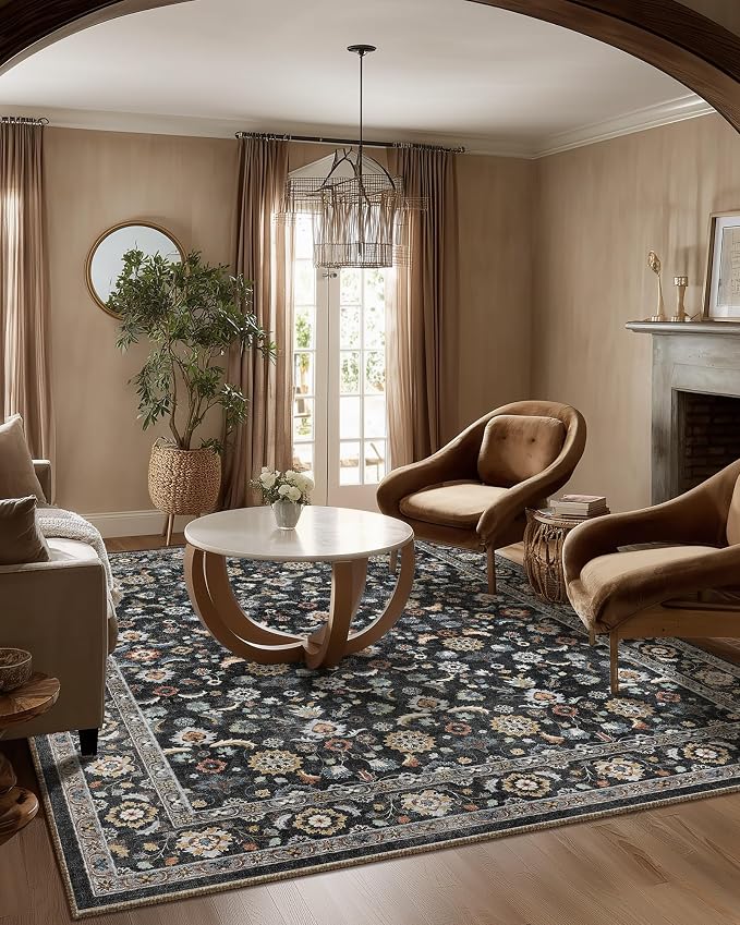 Washable Area Rugs for Living Room: 5x7 Bedroom Rug Vintage Boho Area Rug Stain by palohom