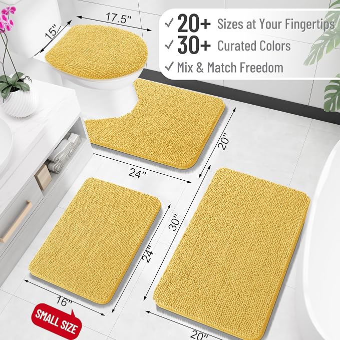 OLANLY Bathroom Rugs 32x20, Extra Soft Absorbent Chenille Bath Rugs, Rubber - Image 2