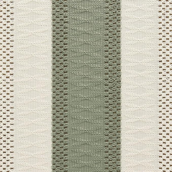 Macrame Style Bicolor Stitching Table Runner 14x108in Green | Woven Boho Table - Image 6