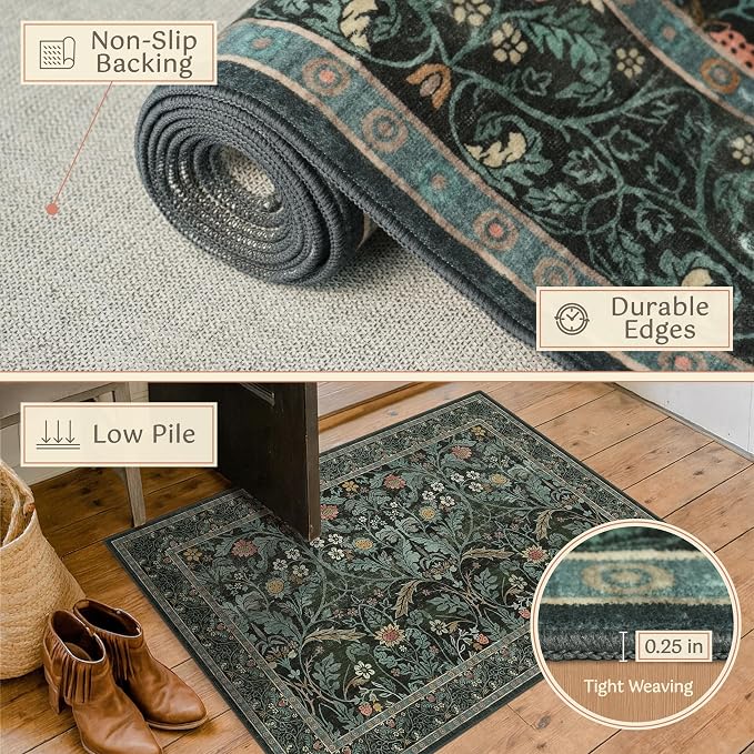 3x5 Washable Area Rugs for Entryway Indoor, Large Kitchen, Low Pile Rugs for - Image 5