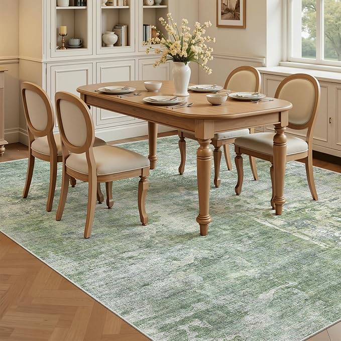 Soalmost 7x9 Area Rug for Living Room Washable Abstract Vintage Soft Thin - Image 3
