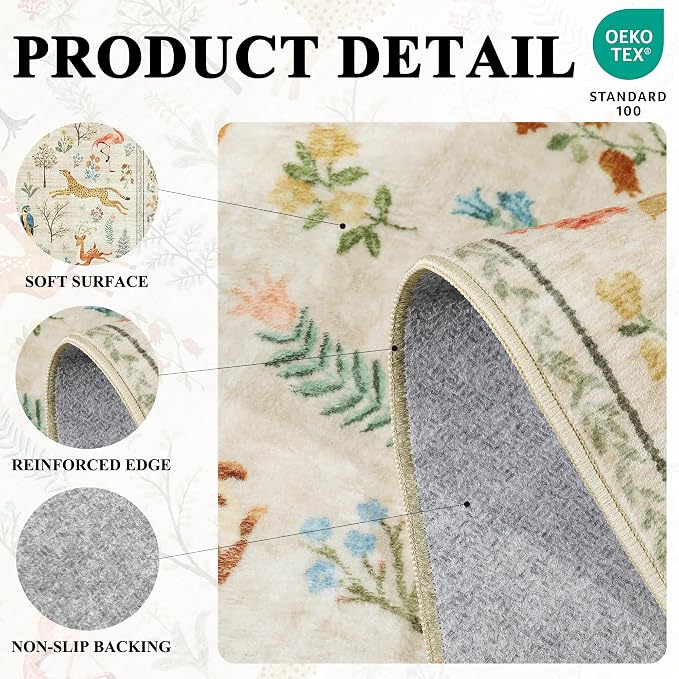 DUKINO 8x10 Rug, Washable Animal Living Room Rug - Image 5