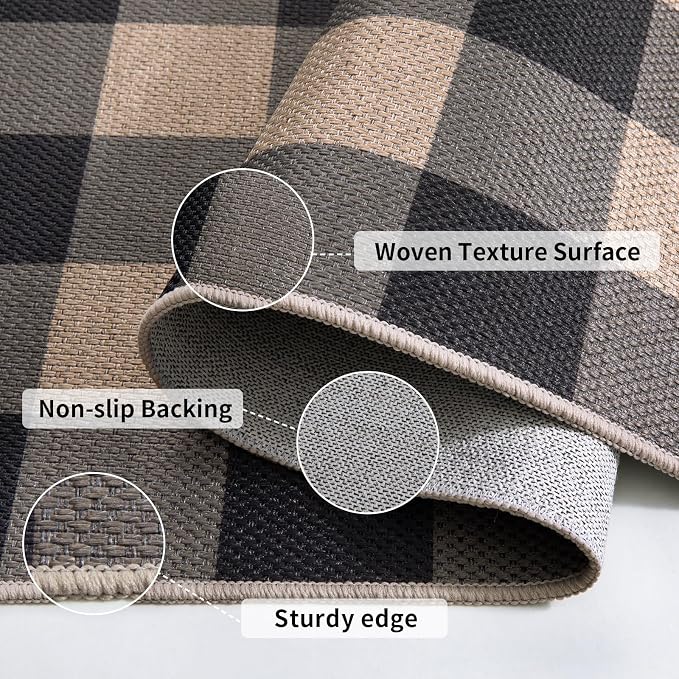 Tangsoo Checkered Easy Jute Rug, 2x3 Washable Ultra Thin Rug - Image 4