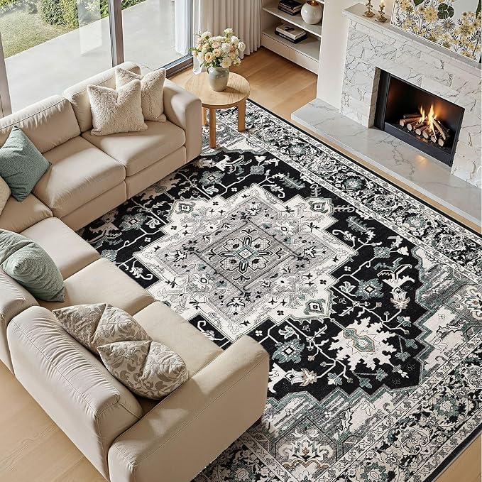 6x9 Area Rugs Living Room: Washable Vintage Rug Large Non-Slip Stain Resistant - Image 7