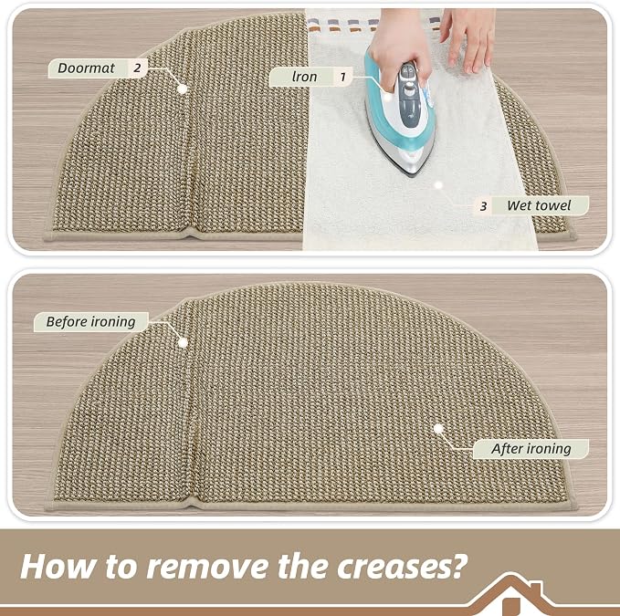 BEQHAUSE Dirt Trapper Door Mat 24" x 36" Half Circle Non-Slip Washable Doormats - Image 9