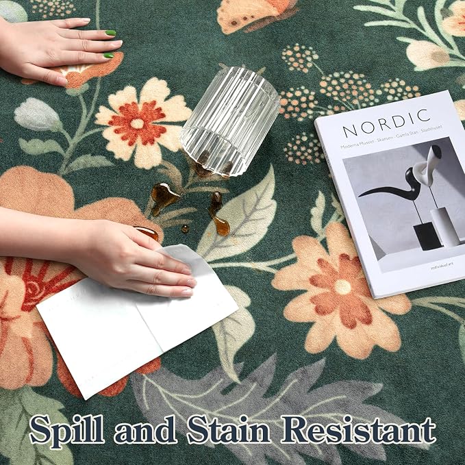Lahome Floral Washable 6x9 Area Rugs, Soft Bedroom Rug - Image 6