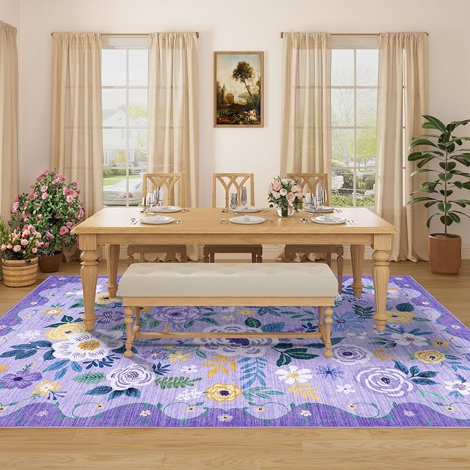 DUKINO 8x10 Area Rug, Floral Rugs - Image 5
