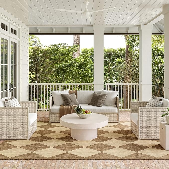 Nuloom Outdoor Performance Collection Sabina Brown/Ivory, Soft and Cozy by nuLOOM