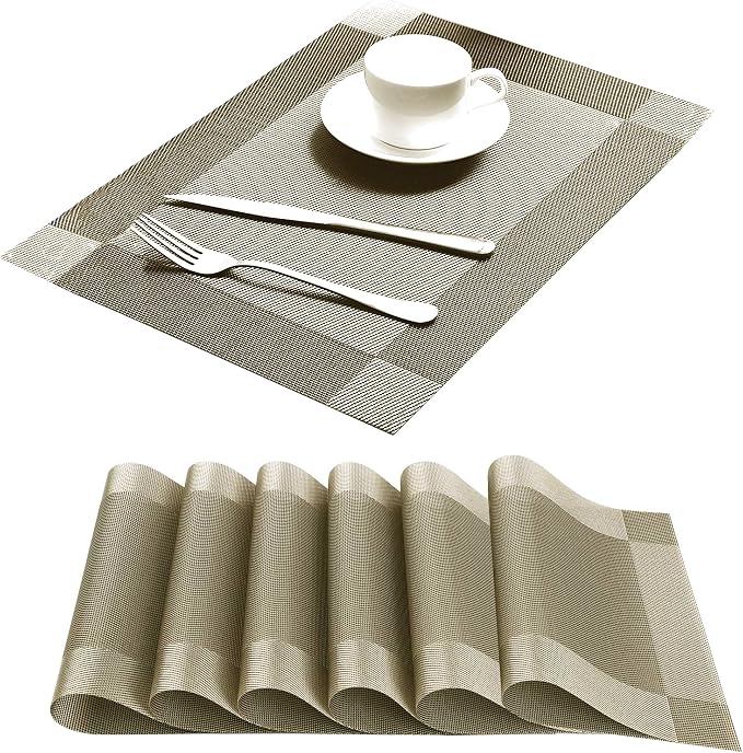 Table Placemats Dining Table Place Mats Set of 6 Heat Resistant Insulation by Yiaizhuo
