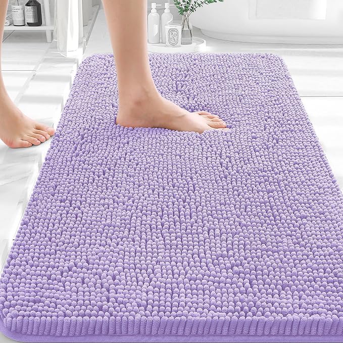 OLANLY Bathroom Rugs 30x18, Extra Soft Absorbent Chenille Bath Rugs, Rubber by OLANLY