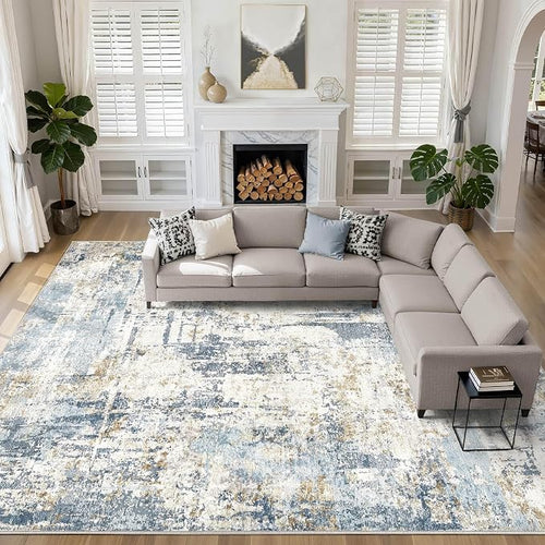 10x14 Area Rugs Living Room: Washable Large Abstract Modern Soft Rug Stain by LOONGRUG