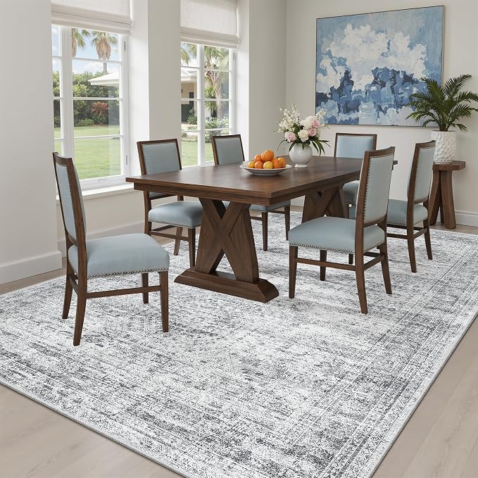 Soalmost 7x9 Area Rug for Living Room Washable Abstract Vintage Soft Thin - Image 4