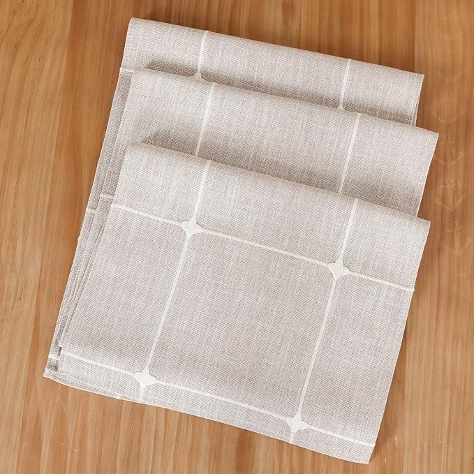 NEWISHER Rustic Embroidered Plaid Cloth Table Runner 48 inches, Farmhouse - Image 6
