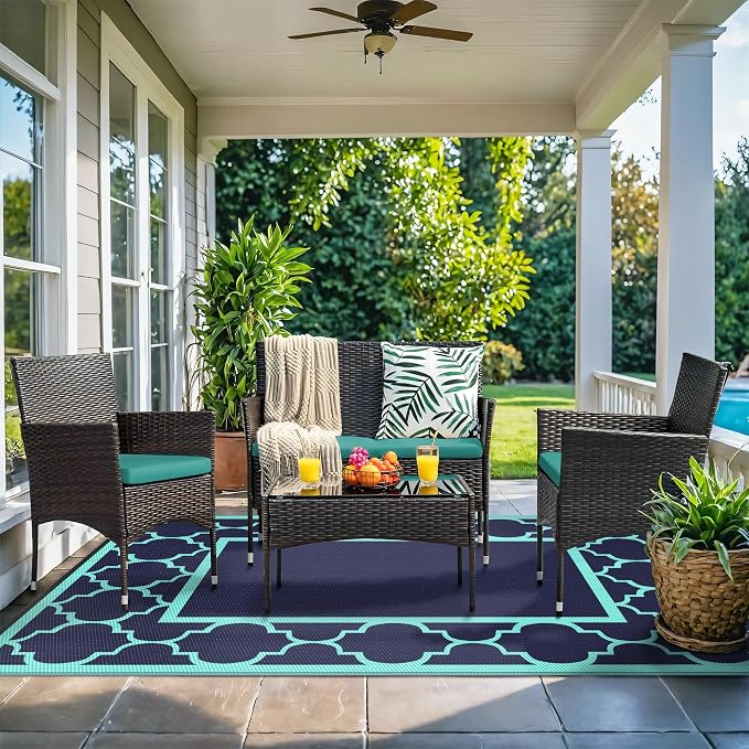 GENIMO 5 ' x 8 ' Outdoor Rug for Patio, Waterproof Indoor Outdoor Plastic Straw - Image 2