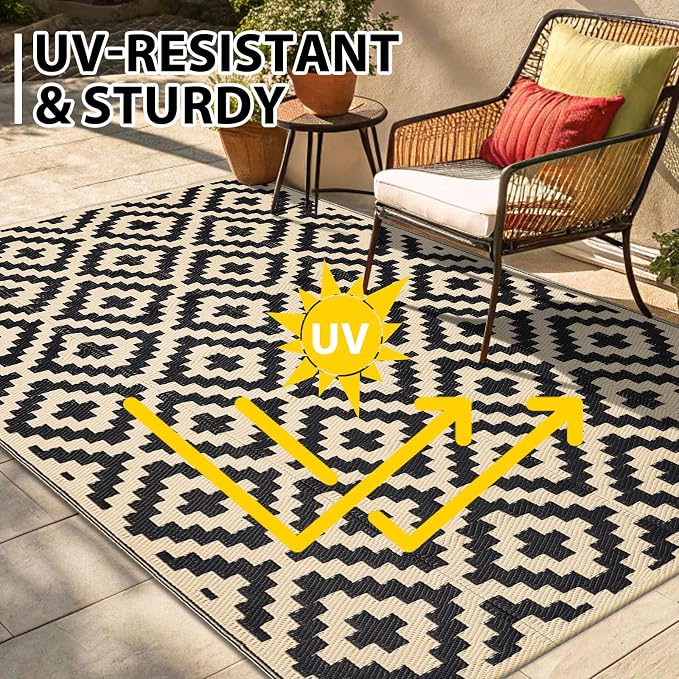 Smiry Waterproof Outdoor Rug 6x9 ft, Reversible Plastic Straw Patio Camping Rugs - Image 5