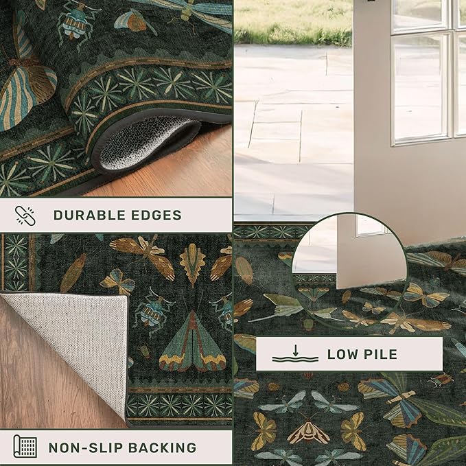 Hazo Haus Insect 2x7 Stain Resistant Kitchen Runner Rugs, Vintage Bathroon Rug - Image 5