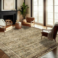 CHAMPLANT Area Rug 8x10 Washable Rug Brown Vintage Traditional Mat Distressed by CHAMPLANT