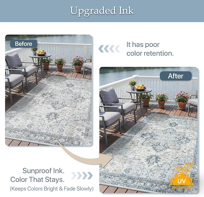 GENIMO Outdoor & Indoor Runner Rug 2.5'x8', Waterproof, Non-Shedding, Easy - Image 5