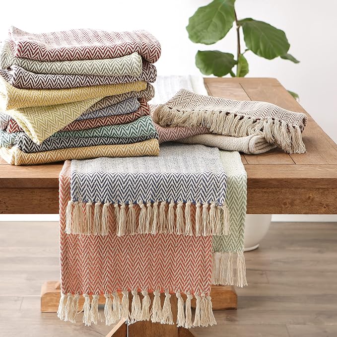 DII Woven Basic Tabletop Collection, Chevron Table Runner, Stone Blue - Image 6