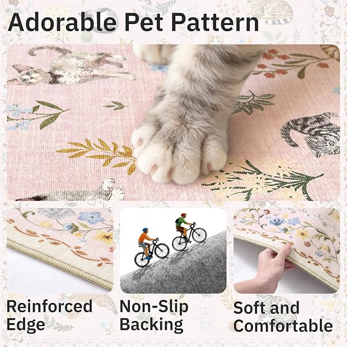 Soalmost Cat 9x12 Pink Area Rugs - Image 7