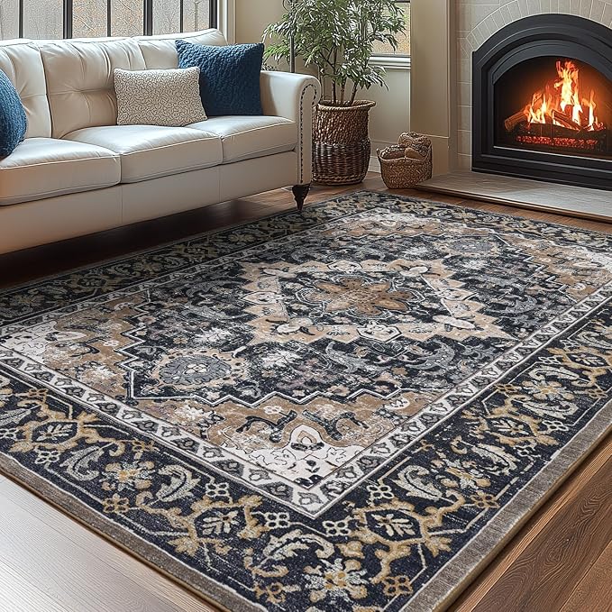 Lessymo Area Rugs 5x7, Machine Washable Area Rug, Super Soft Faux-Wool Area Rugs by Lessymo