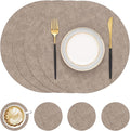 Round Faux Leather Placemat and Coaster 4 Packs, Washable Heat Resistant Dining by homing
