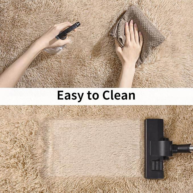 Fluffy Shag Runner Rugs for Bedroom Hallways, 2x8 Beige Long Soft Throw Area - Image 8