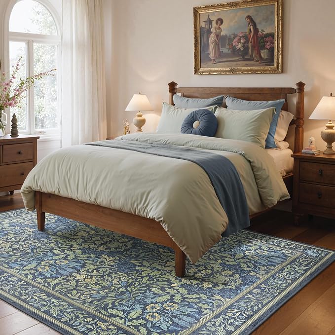 GENIMO Washable 3x5 Area Rug, Soft Vintage Floral Boho Carpet, Low-Pile - Image 4