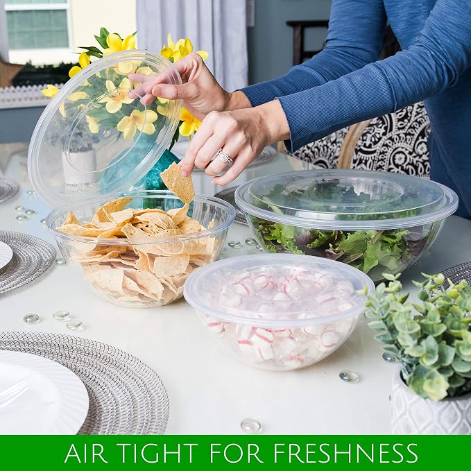 PLASTICPRO Disposable 48 Ounce Round Crystal Clear Bowls - Image 9
