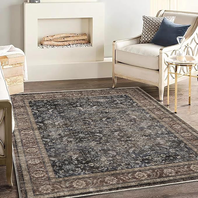 CHAMPLANT Washable Area Rug 4'x6' Vintage Traditional Floor Cover Foldable Thin - Image 2