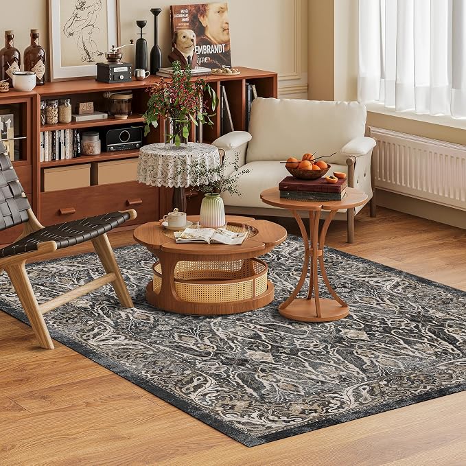 Washable Area Rug 5' x 7' Vintage Traditional Persian Mat - Image 2